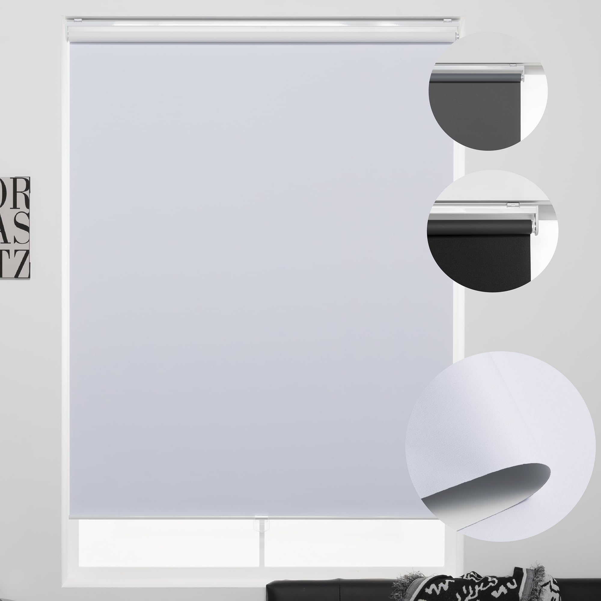 Roller Shades Kalysie 100% Blackout Para Windows 60x190cm, Branco