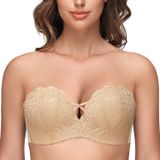 Sutiã Wingslove, Sem Alças, De Renda, Acolchoado 34c, Nu