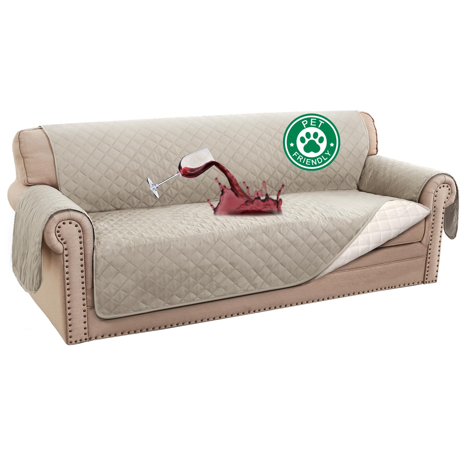 Capa De Sofá Impermeável Turquesa Para Sofá De 3 Almofadas De Carvalho Pálido