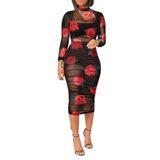 Roupas Femininas De Malha Transparente De 3 Peças, Vestido Midi Vermelho
