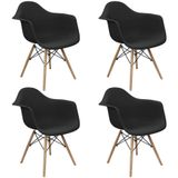 Kit 4 Cadeiras Charles Eames Eiffel Com Braço - Preta