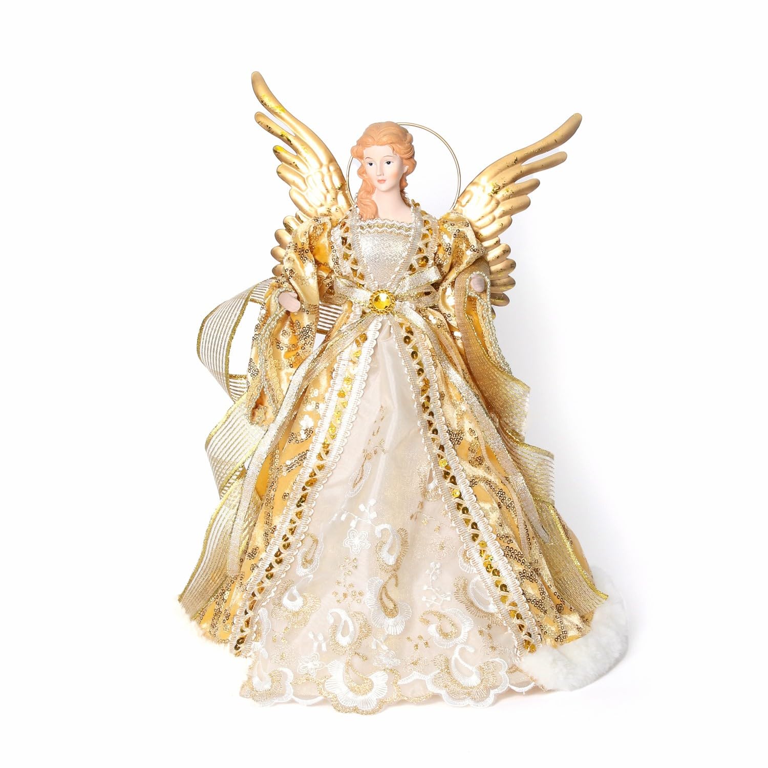 Chapéu De Árvore De Anjo De Natal Sanno Table Angel 40 Cm Com Asas Douradas
