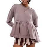 Moletom Feminino Lenader Babydoll Com Babados, Bainha Com Babados, Algodão Roxo