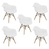 Kit 5 Cadeiras Charles Eames Eiffel Com Braço Preta Branca Bege Outras