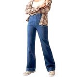 Jeans Peihot, Calças Jeans Femininas De Cintura Alta E Perna Reta