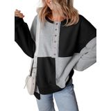 Moletom Feminino Casual De Manga Comprida Shewin Preto