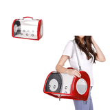 Bolsa Mala Pet Transporte Cães Gatos Panorâmica Viagem Tam M Visão Acrilico 180 Graus - Vermelha
