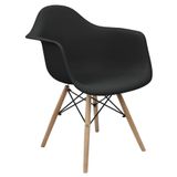 Cadeira Charles Eames Eiffel Design Wood Com Braço - Preto