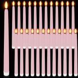 Velas Cônicas Sem Chama Macarrie, 24 Pacotes, Led, Rosa, 28 Cm