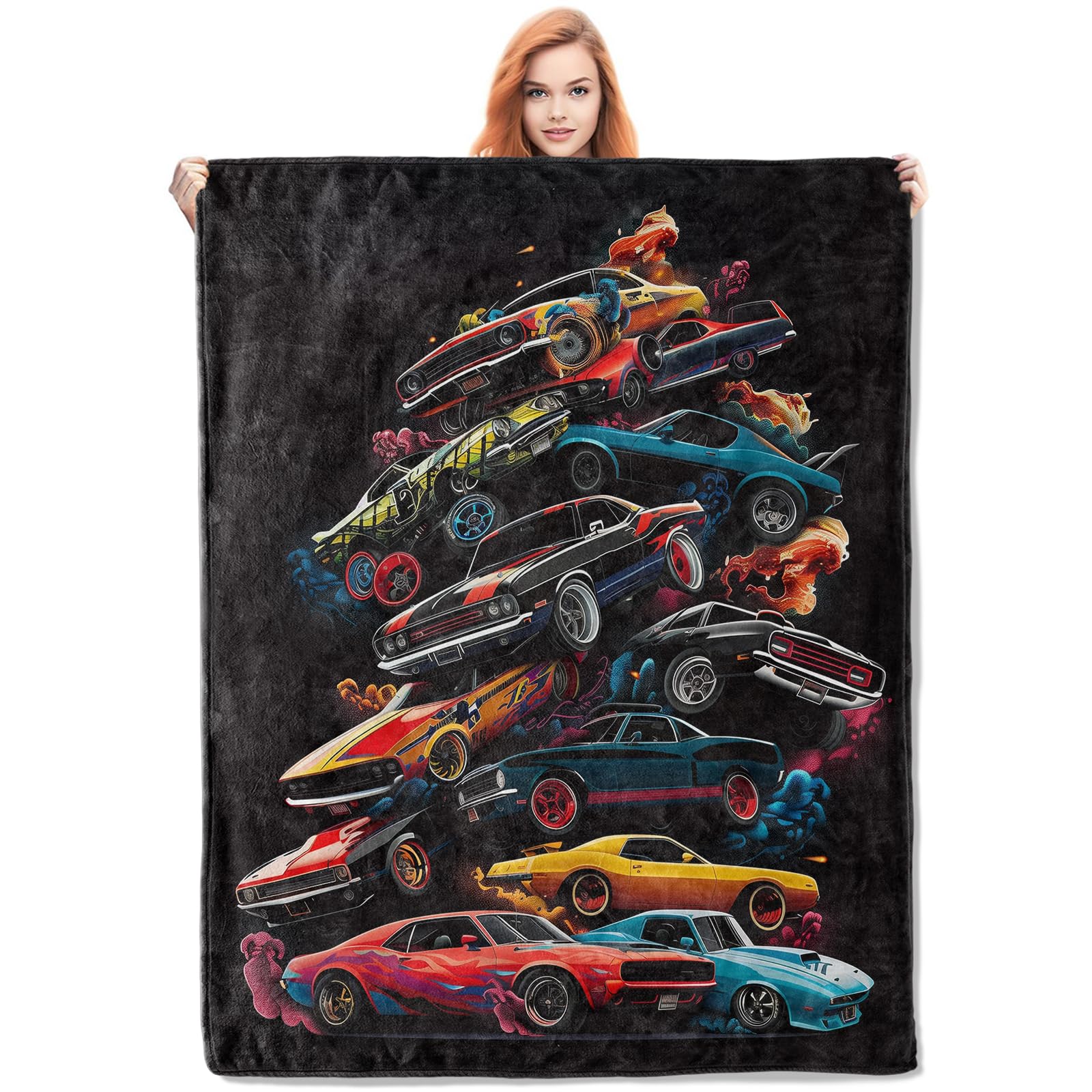 Throw Blanket Vanzev Muscle Cars Black Vintage Sports Car