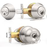 Fechadura De Porta Probrico Satin Nickel Entry Com Cilindro Duplo
