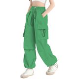 Calças Cargo Sangtree Para Crianças E Meninas Com Cintura Alta Elástica Verde 9-10y