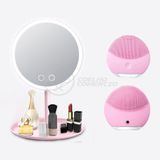 Kit Espelho Ring Light Com Ventilador E Mini Espelho 5x + Esponja Elétrica Massageadora Forever