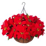 Cesta Suspensa De Flores Artificiais De Poinsétia De Natal Ammyoo
