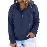 Moletom Feminino Eytino Plus Size De Manga Comprida Com Bolsos Azul 3x