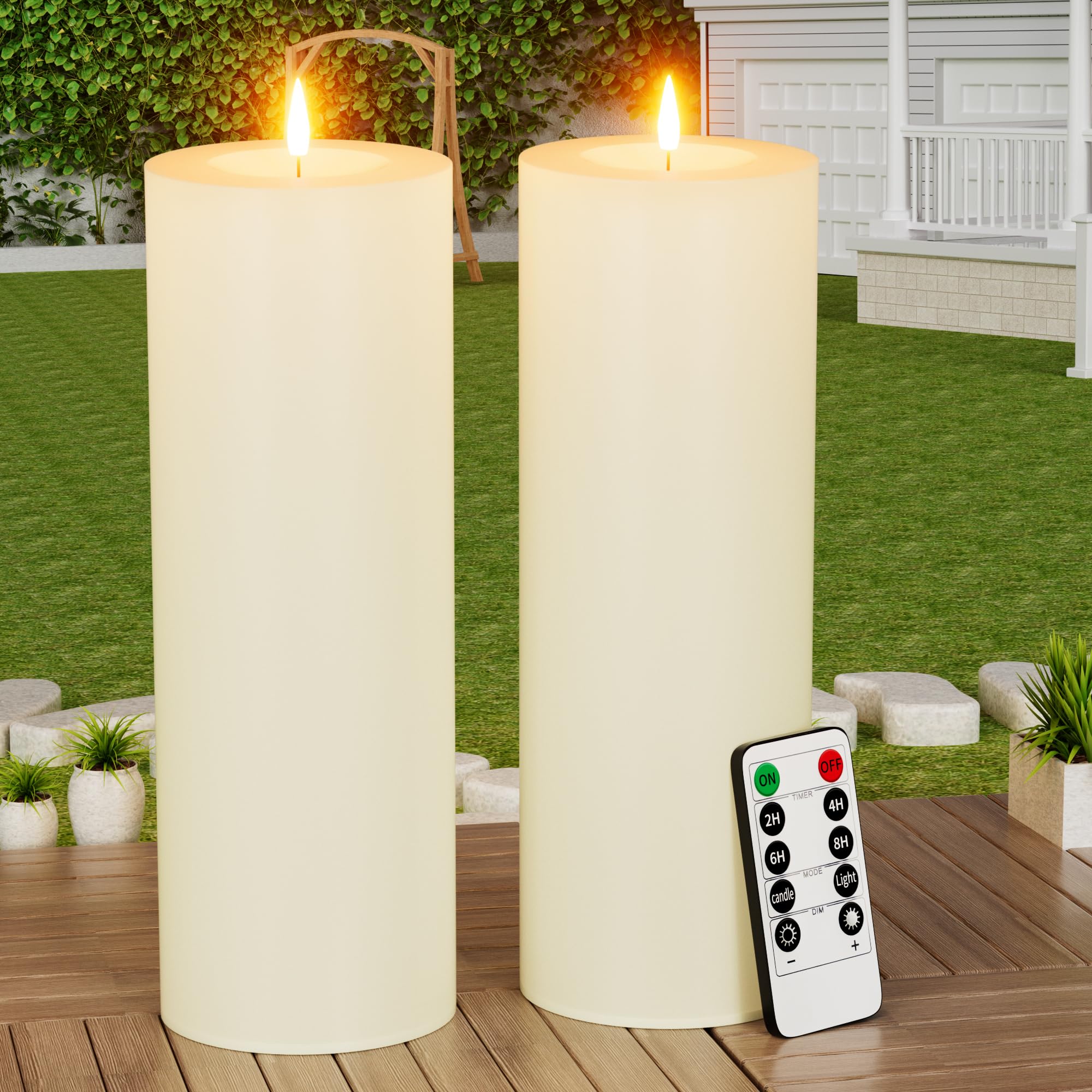 Velas Externas Buthy 12 X 10 Cm Com Temporizador Led À Prova D'água, Pacote Com 2