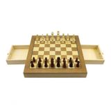 Jogo De Xadrez E Damas 2 Em 1 Profissional Hoyle Games Tabuleiro Grande 39x39cm Peças Em Madeira Com 2 Gavetas