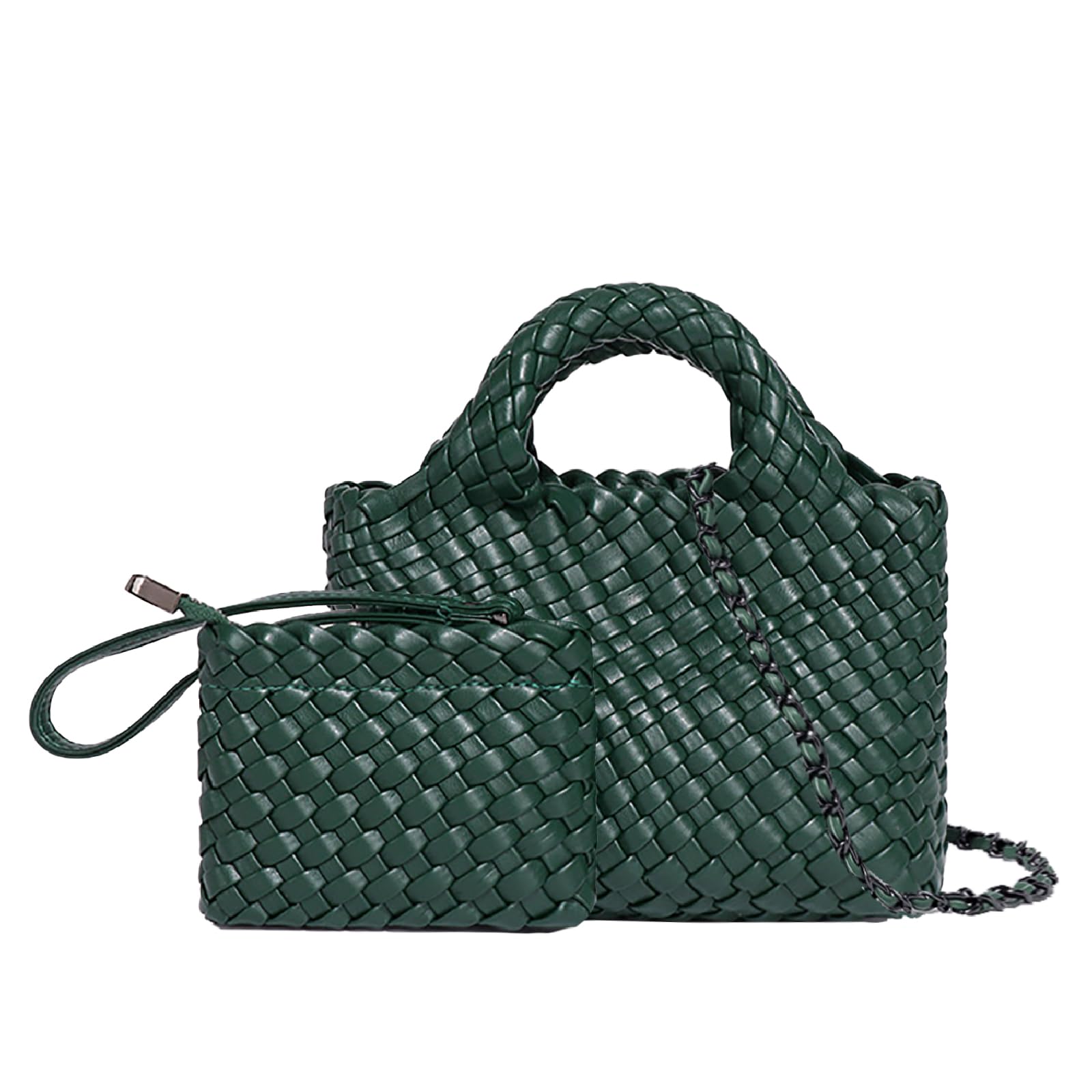 Bolsa De Ombro Ouygzou, Bolsa De Tecido Para Mulheres, Verde Escuro, Couro Vegano