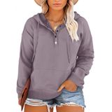 Blusas Femininas Com Capuz Eytino, Gola De Botão Plus Size, Roxa 2x