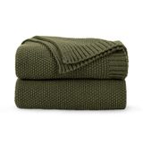 Manta Throw Blanket Cozecube Olive Green Cable Knit 127x152cm