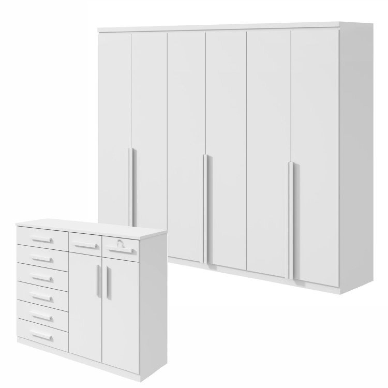 Conjunto De Guarda-roupa Alonzo E Cômoda Toronto Branco