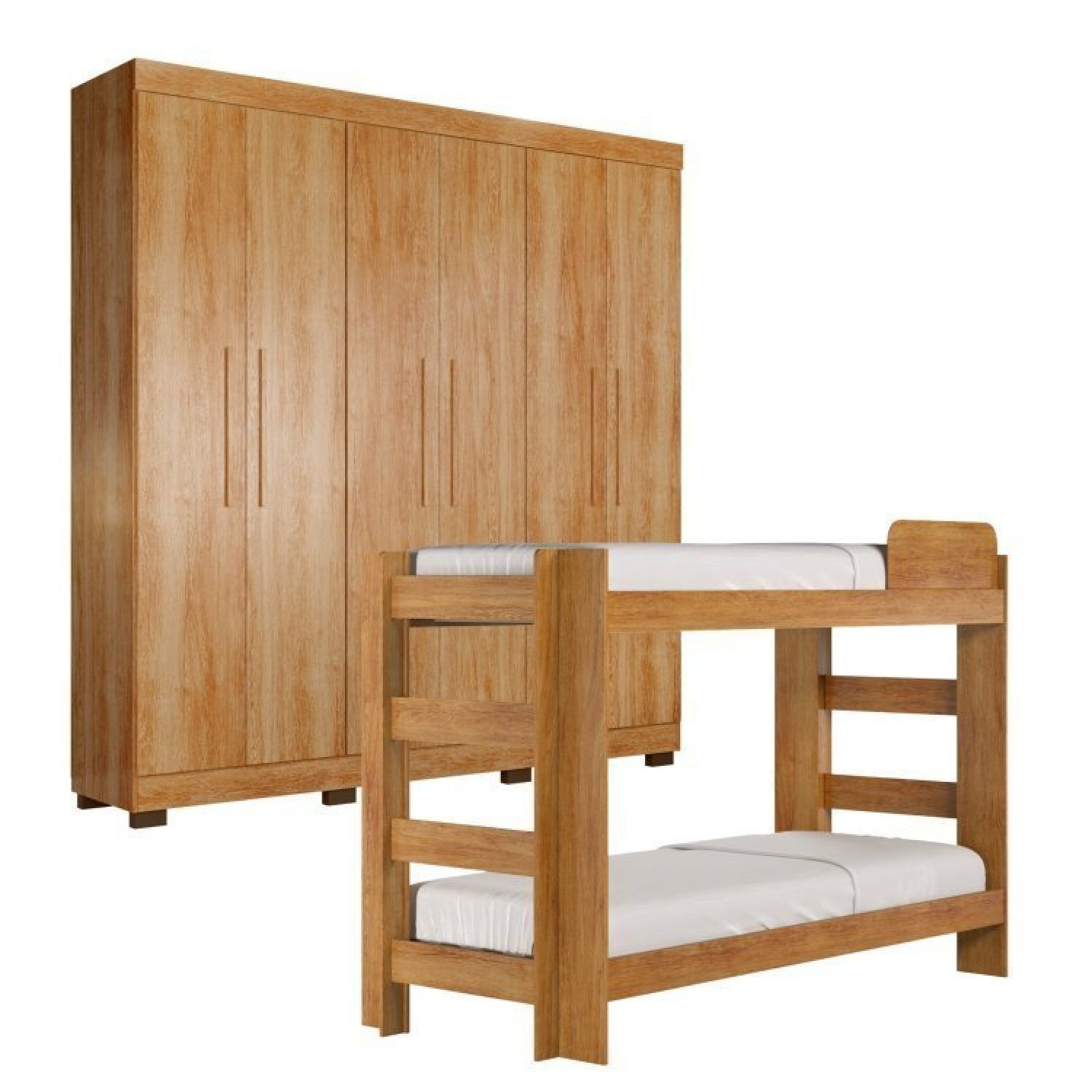 Quarto Infantil/juvenil Com Beliche Flórida E Guarda Roupa 6 Portas 4 Gavetas Flórida 100% Mdf Amadeirado