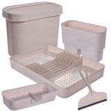 Kit Para Pia Lixeira 3,3 Litros Escorredor De Pratos, Talheres, Porta Detergente/esponja E Rodinho Tear Plasutil