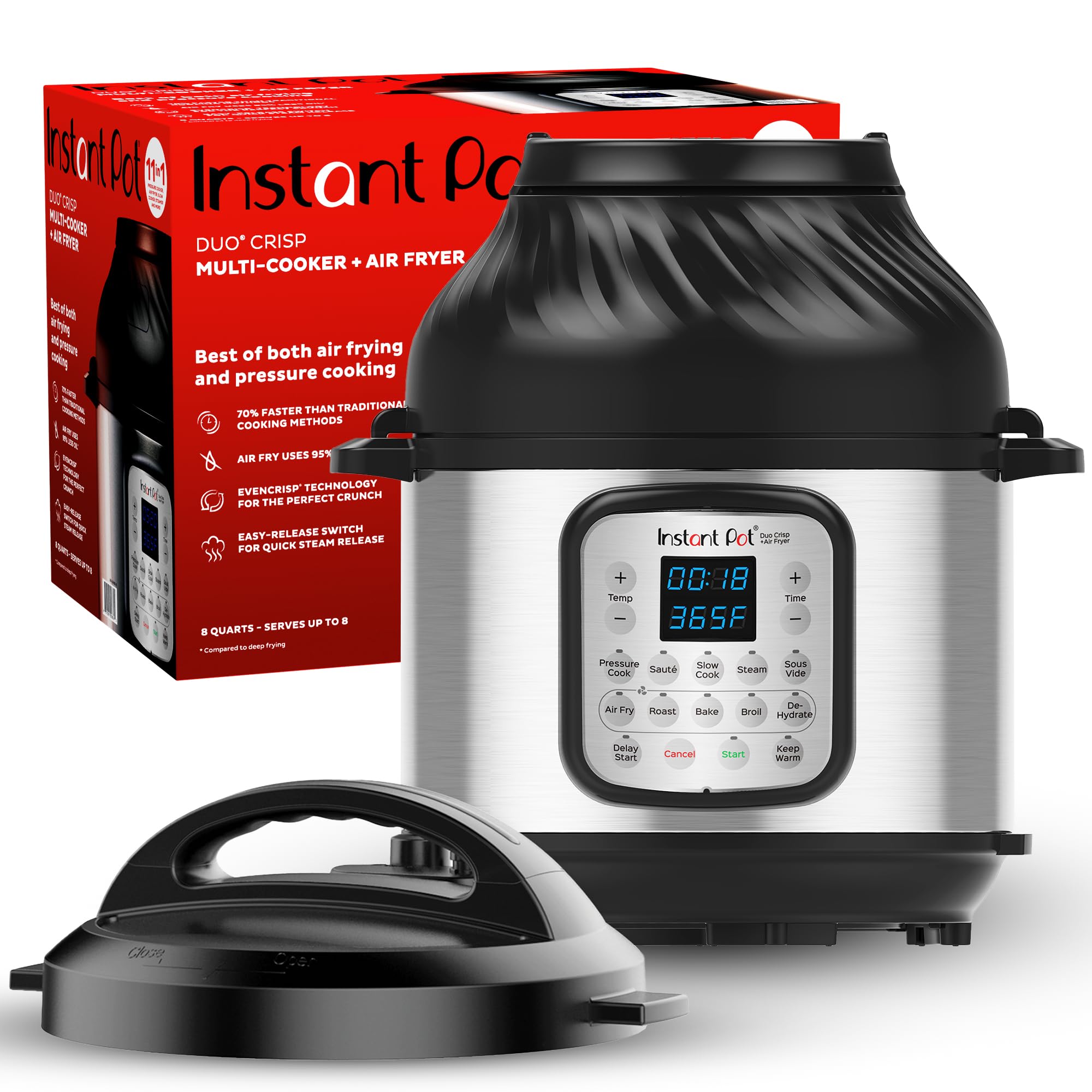 Fritadeira De Ar E Panela De Pressão Elétrica Instant Pot Duo Crisp 11 Em 1 6l