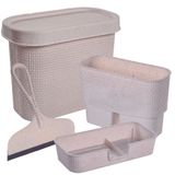 Kit Para Pia Lixeira 3,3 Litros, Escorredor De Talheres, Porta Detergente/esponja E Rodinho Tear Plasutil