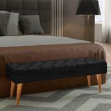 Recamier Pés Retrô Casal 132 Cm Apoio Em Eucalipto Envio Já Preto