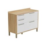 Gabinete P- Pia Cozinha Balcão Syrah 2 Portas E 3 Gavetas C- Tampo 120cm Amendoa-branco - Ronipa