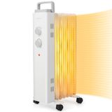 Aquecedor De Radiador Cheio De Óleo Costway 1500w Com Aquecimento De 3 Níveis