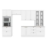 Cozinha Modulada Americana 5 Peças 2 Aéreos + 1 Balcão+ 2 Paneleiros C5p55 Branco2 Aéreos + 1 Balcão + 1 Complemento