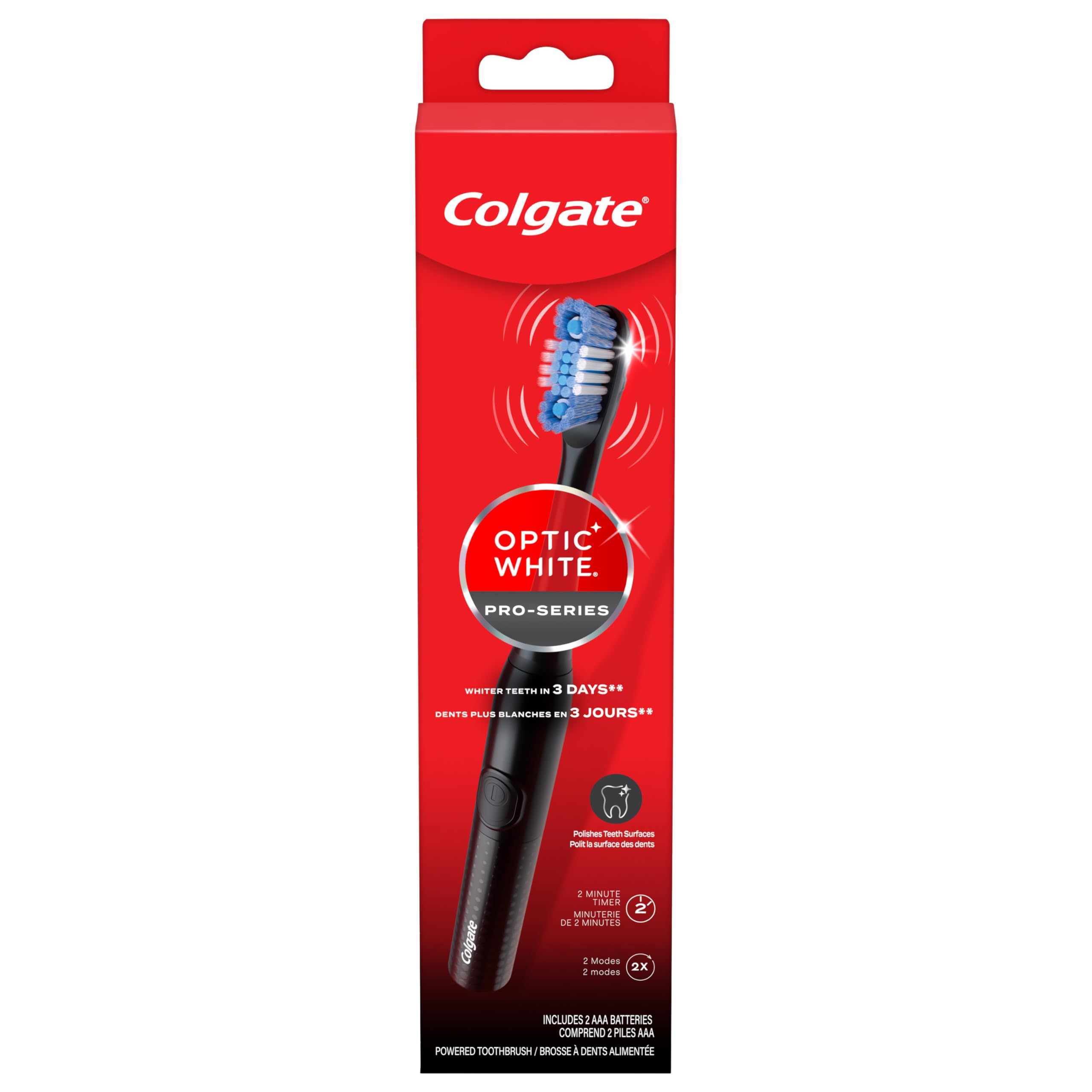 Escova De Dentes Colgate 360 Optic White Pro-series Battery Black