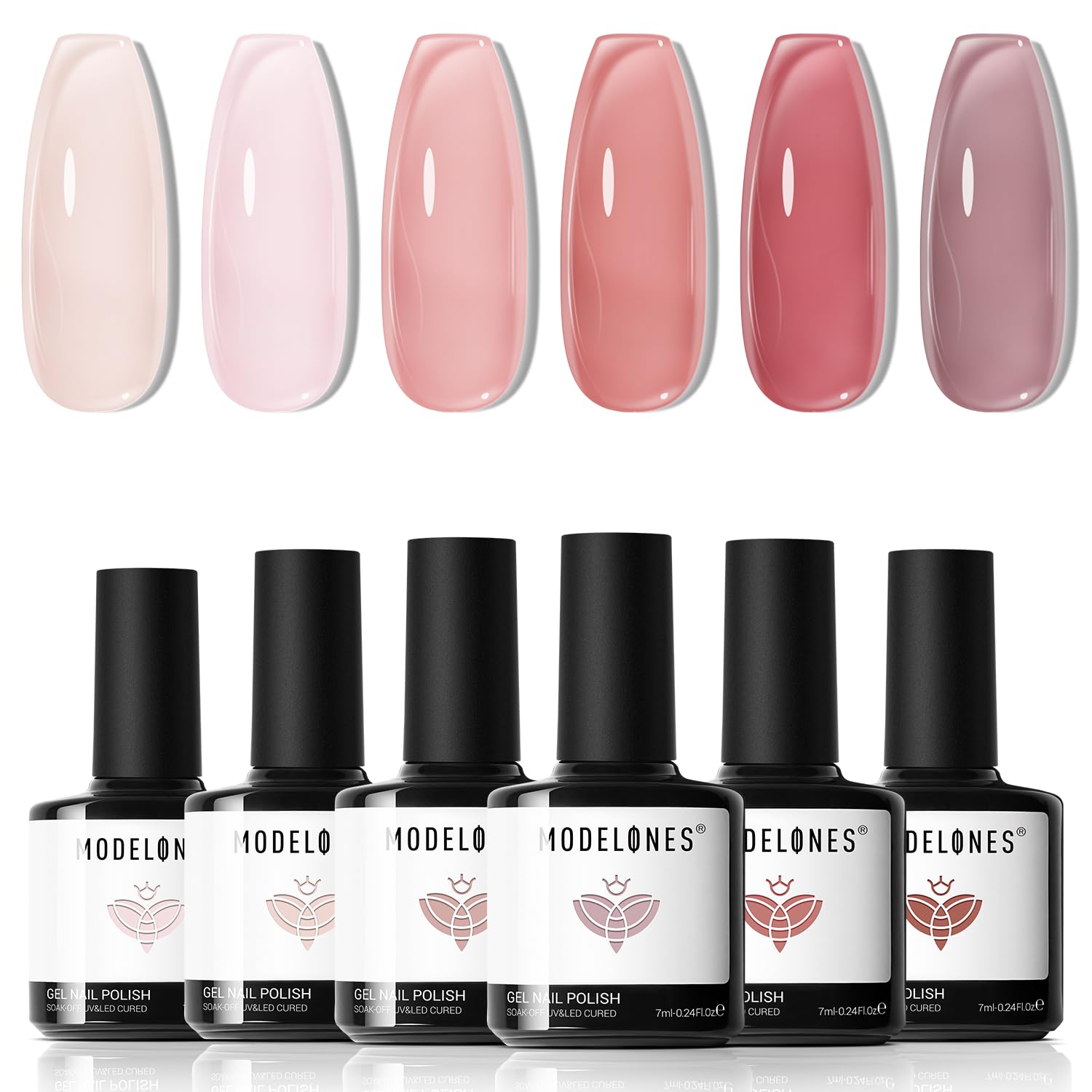 Conjunto De Esmaltes De Gel Modelones Jelly 6 Colors Nude Com Lâmpada