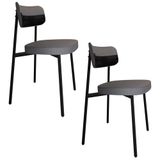 Cadeira De Jantar Estofada Kit 2 Ella M25 Linho Cinza/preto - Mpozenato