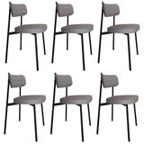 Cadeira De Jantar Estofada Kit 6 Ella M25 Linho Cinza Cl - Mpozenato