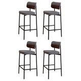 Banqueta Alta Bar Estofada Kit 4 Ella M25 Linho Cinza/whisky - Mpozenato