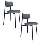 Cadeira De Jantar Estofada Kit 2 Nyka M25 Linho Cinza - Mpozenato