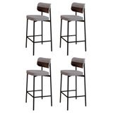 Banqueta Alta Bar Estofada Kit 4 Ella M25 Linho Cinza Cl/café - Mpozenato