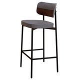 Banqueta Alta Bar Estofada Ella M25 Linho Cinza/whisky - Mpozenato