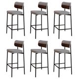 Banqueta Alta Bar Estofada Kit 6 Ella M25 Linho Cinza Cl/whisky - Mpozenato