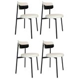 Cadeira De Jantar Estofada Kit 4 Nyka M25 Linho Palha/preto - Mpozenato
