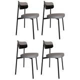 Cadeira De Jantar Estofada Kit 4 Ella M25 Linho Cinza Cl/preto - Mpozenato