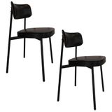 Cadeira De Jantar Estofada Kit 2 Ella M25 Sintético Preto - Mpozenato