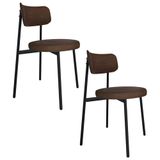 Cadeira De Jantar Estofada Kit 2 Nyka M25 Sintético Whisky - Mpozenato