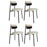 Cadeira De Jantar Estofada Kit 4 Nyka M25 Linho Areia/preto - Mpozenato
