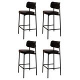 Banqueta Alta Bar Estofada Kit 4 Ella M25 Sintético Preto - Mpozenato