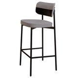Banqueta Alta Bar Estofada Ella M25 Linho Cinza Cl/preto - Mpozenato