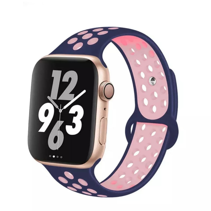 Pulseira Esportiva Para Apple Watch Lm Azul-rosa 42-44-45mm